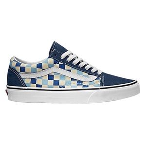 vans old skool blue and white checkered skate shoes